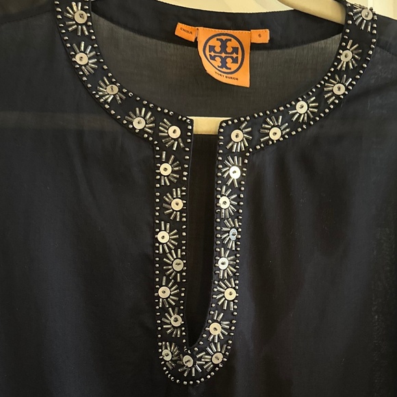 Tory Burch Long Sleeve Tunic Blouse Sequin Embellishments Size 6 - Picture 10 of 12